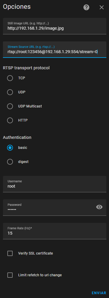 Example configuration generic camera home assitant (IP_Camera 192.168.1.29)